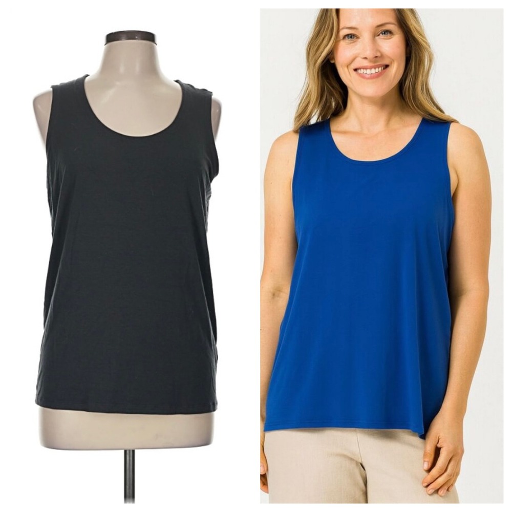 Eileen Fisher Tank Tops Lot of 2 Size Small Blue/Gray Sleeveless Stretch Knit